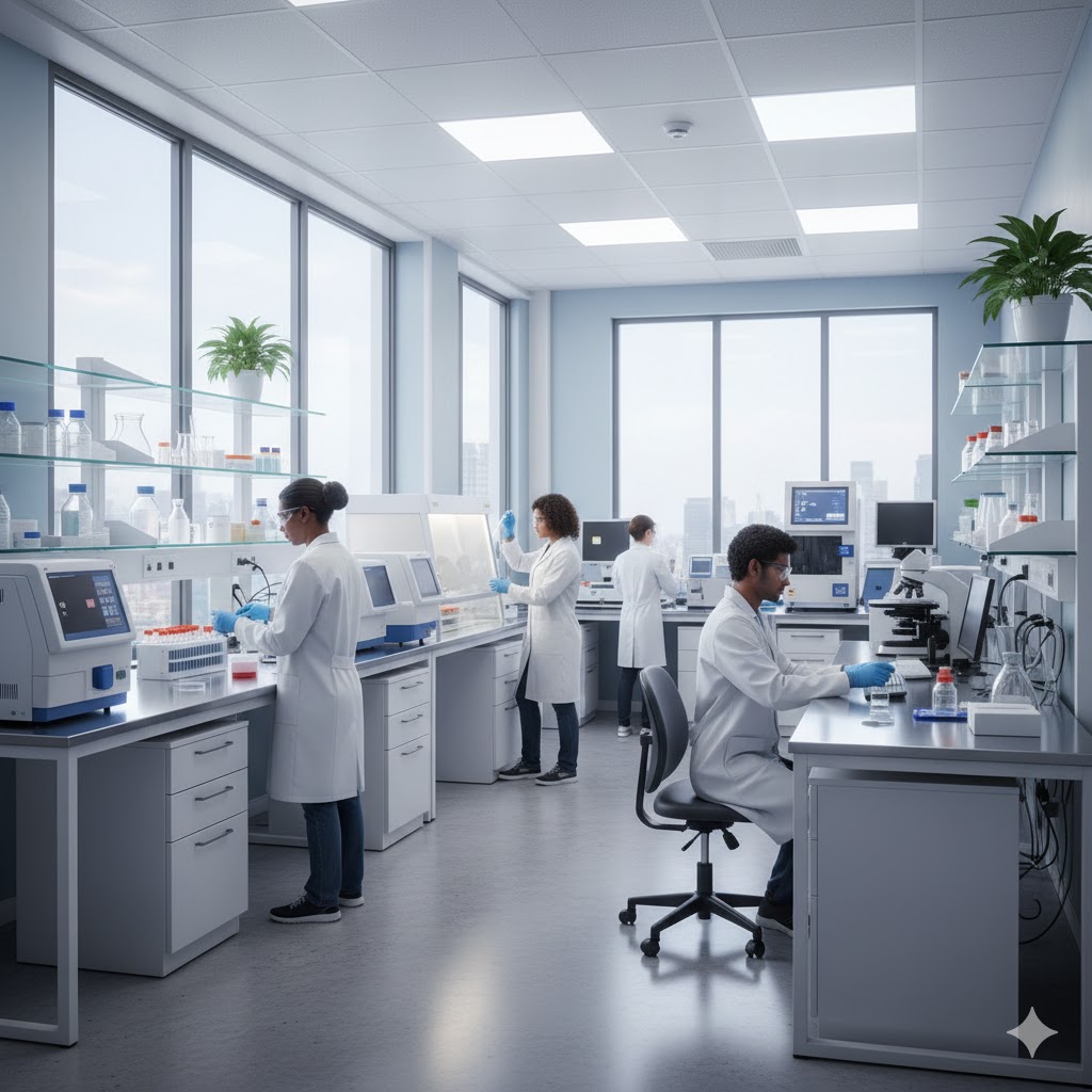 A modern and clean clinical laboratory setting